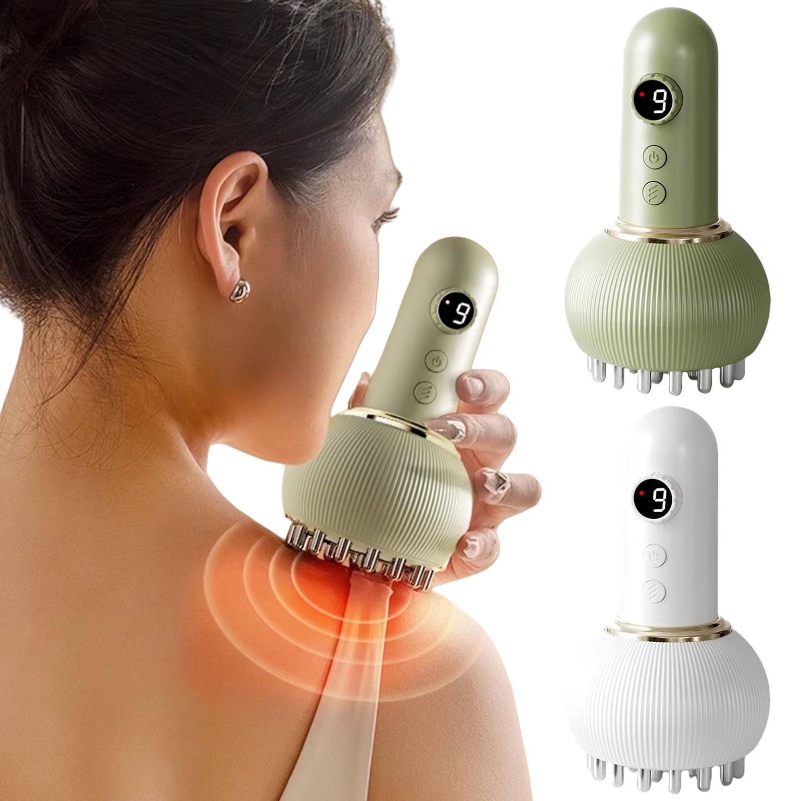 Rechargeable Lymphatic Drainage Massager Cellulite Massage Tool Cordless Deep Tissue Massager for Back Neck Shoulder Leg